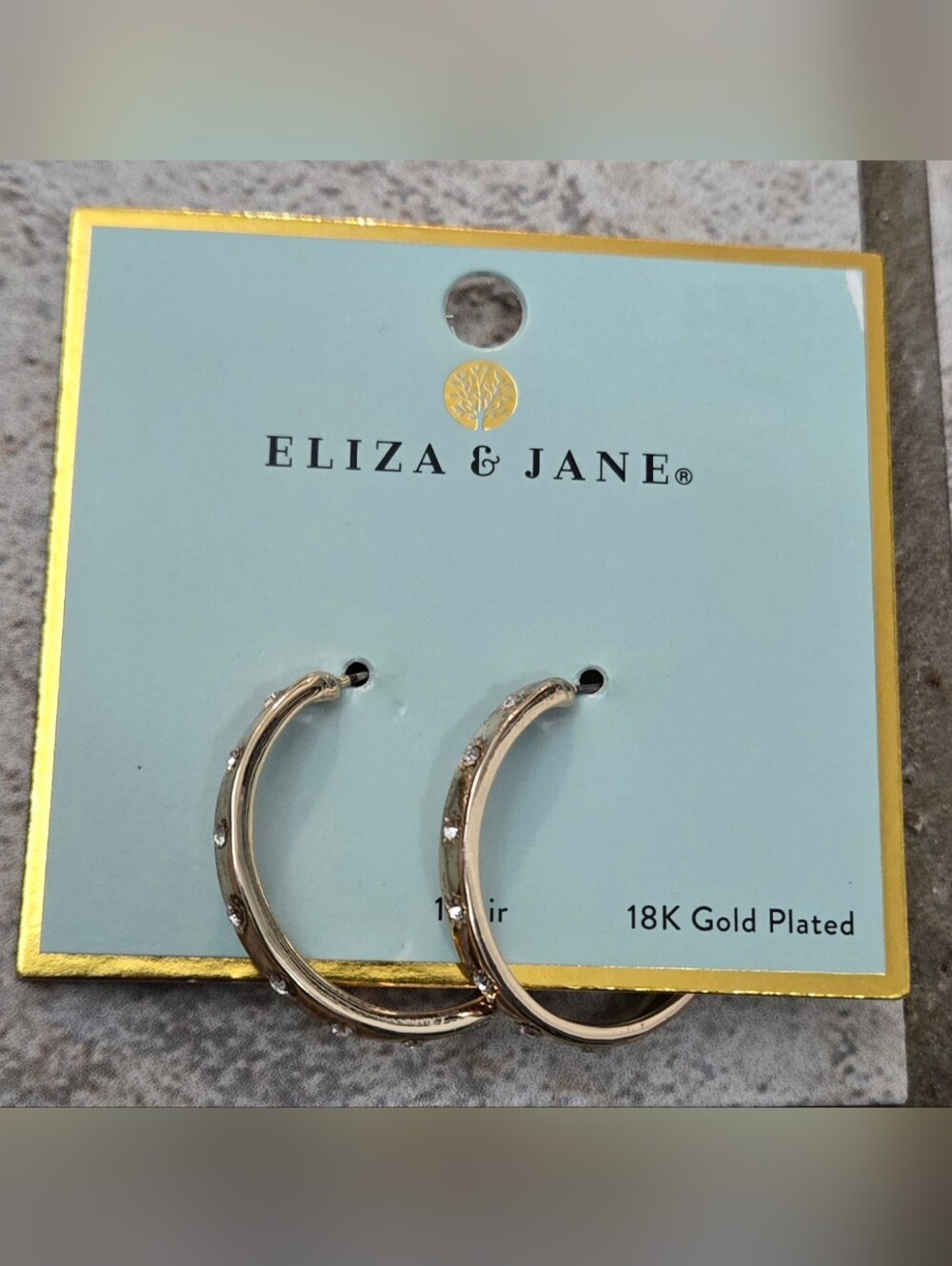 18K Gold-Plated Hoop Earrings with Crystal Accents - Eliza & Jane
